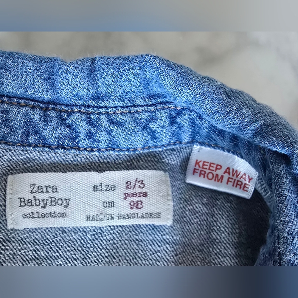 Zara Baby Boy Long Sleeve Denim Button-up Shirt Youth Toddler Size 2/3 - Picture 3 of 3